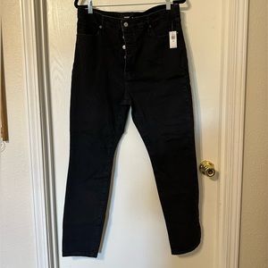 NWT Old Navy washed black extra high rose pop icon skinny w/slim pockets size 14